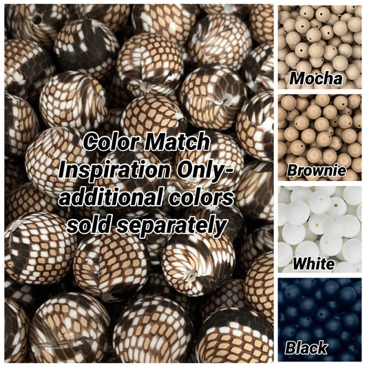 Snake Skin Printed 15mm Bead