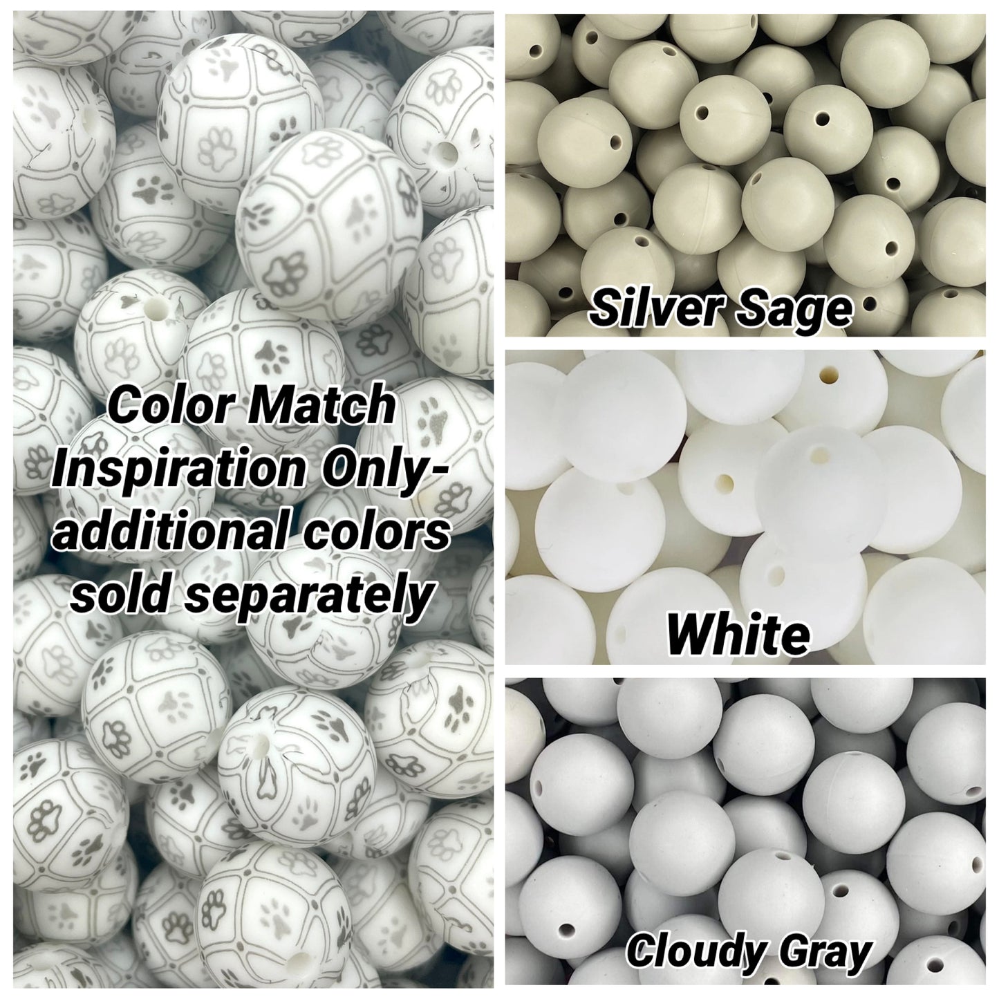 CTS Creation: White Puppy Printed 15mm Bead