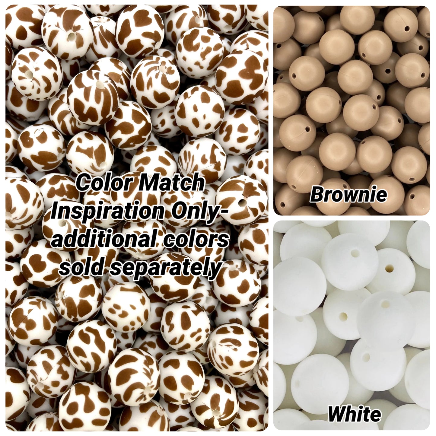 Chocolate MOO Printed 15mm Bead