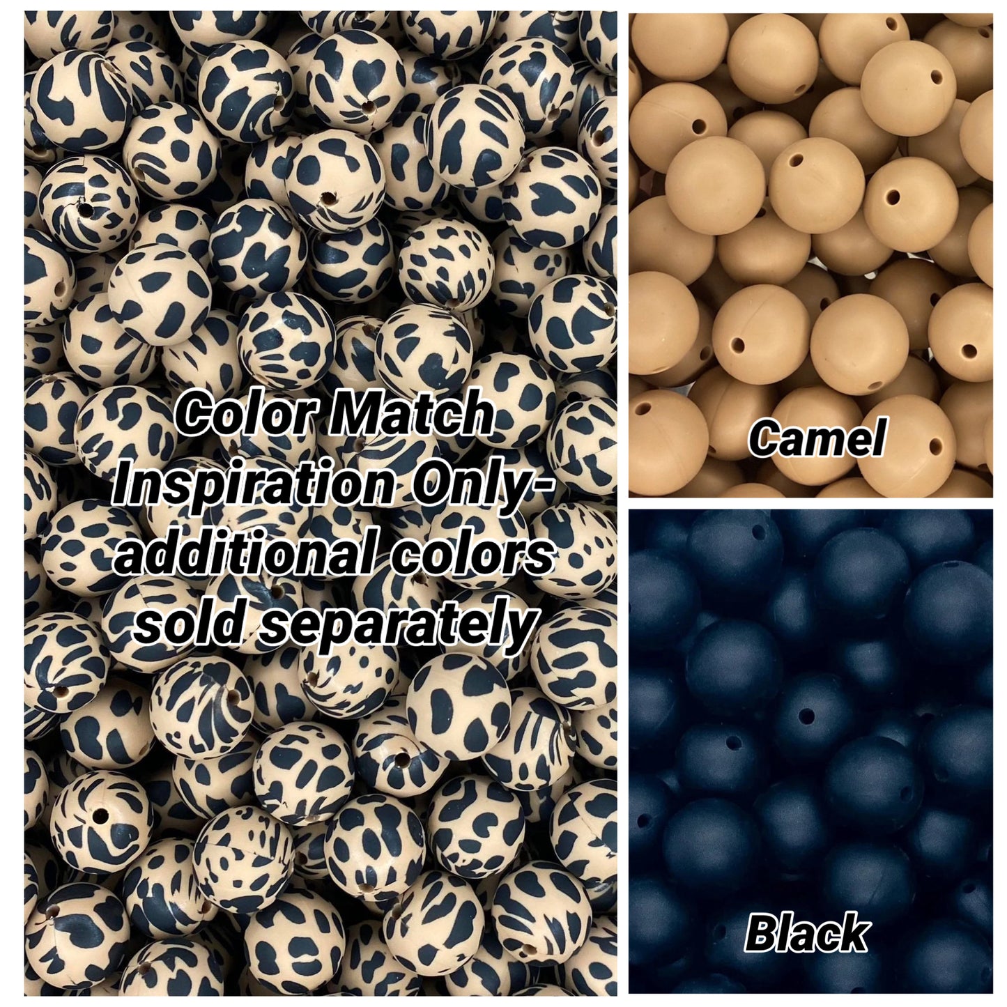 Perles multicolores imprimées de vache de 15 mm