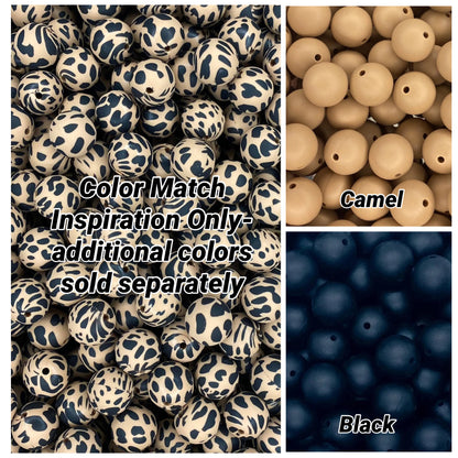 Perles multicolores imprimées de vache de 15 mm