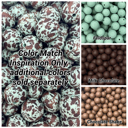 CTS Creation: Feldspar Brown Cow Printed 15mm Bead