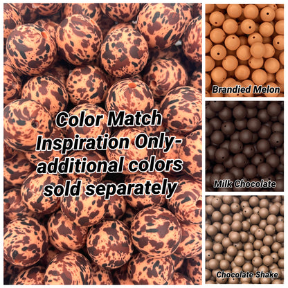 CTS Creation: Brandied Melon  Brown Cow Printed 15mm Bead