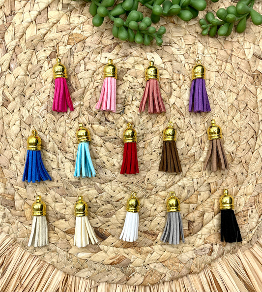 Small Gold Hardware Leather Tassels