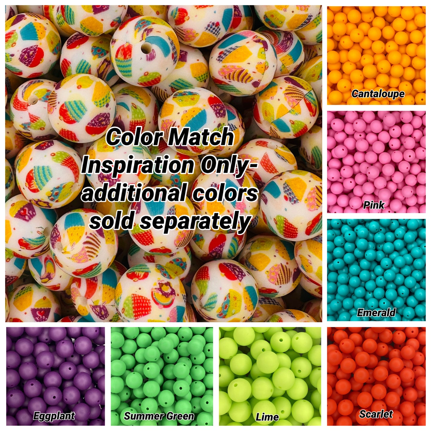 Cupcake Printed 15mm Bead