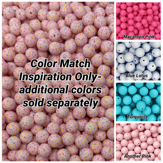 CTS Creation: Pink Sprinkle Party Printed 15mm Bead
