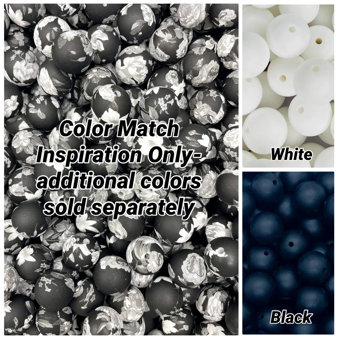 Floral at Night Printed 15mm Bead