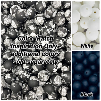 Floral at Night Printed 15mm Bead