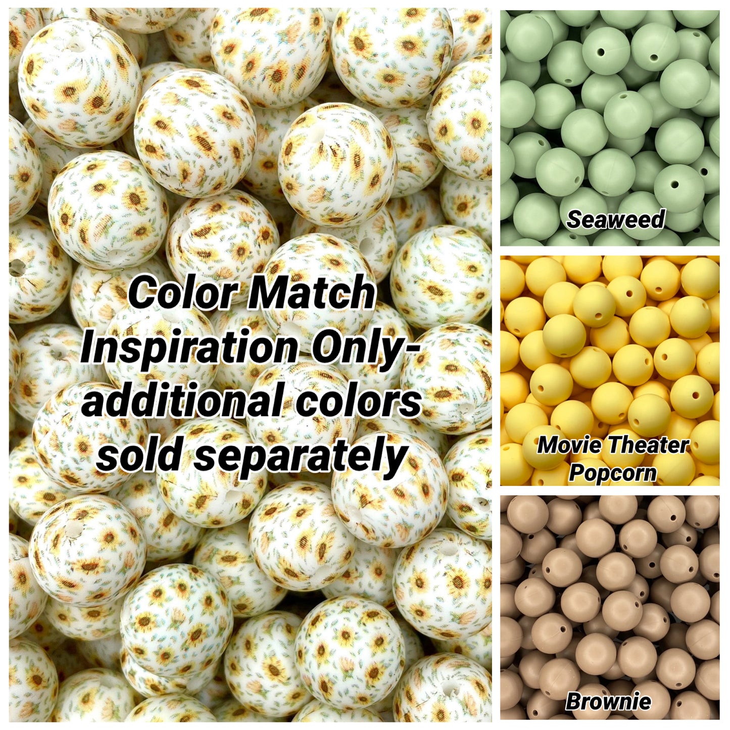 CTS Creation: Sunflower Fields Printed 15mm Bead