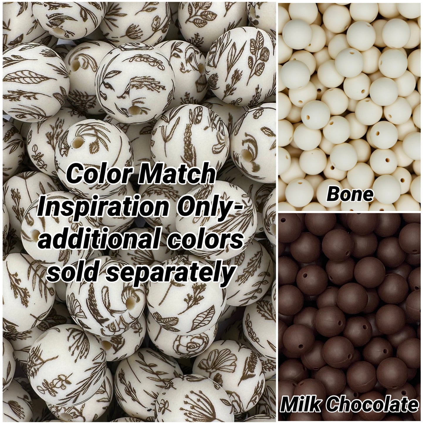 Organic Floral (Boss Babe) Printed 15mm Bead