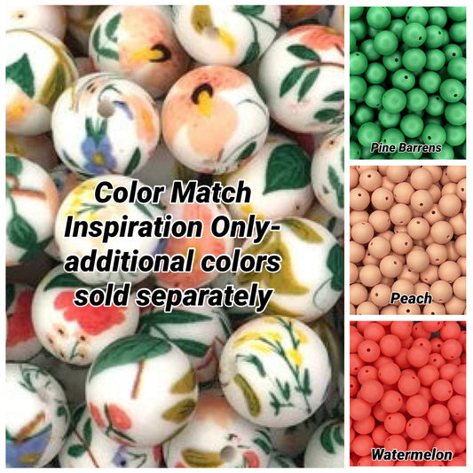 Springtime Floral Printed 15mm Bead