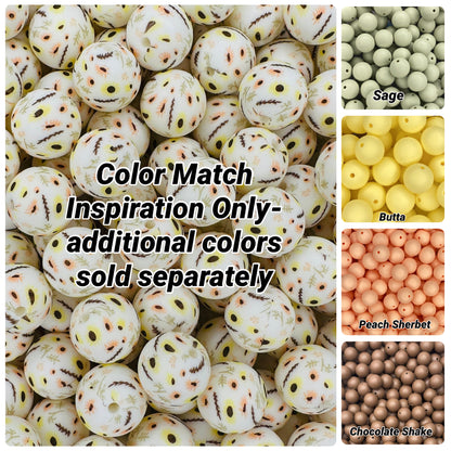 Prairie Flowers Printed 15mm Bead