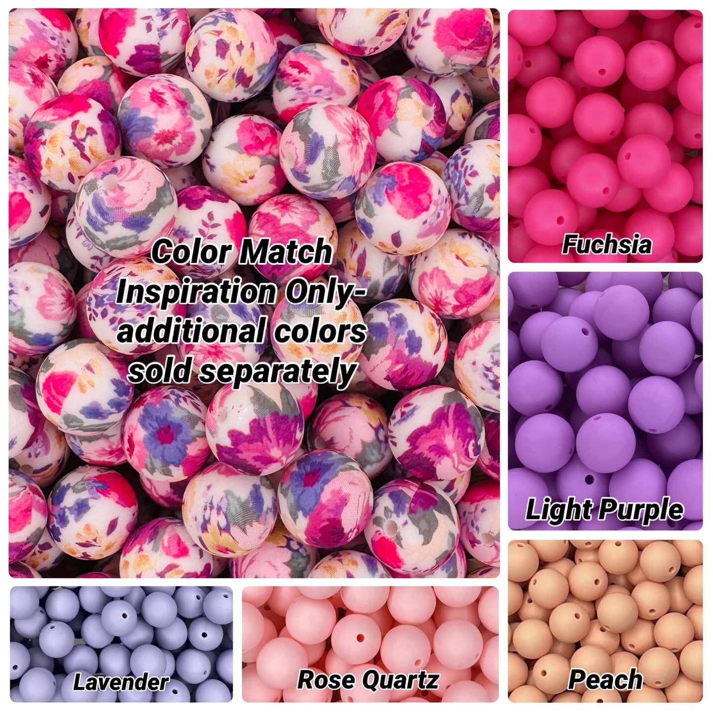 Floral Garden Printed 15mm Bead