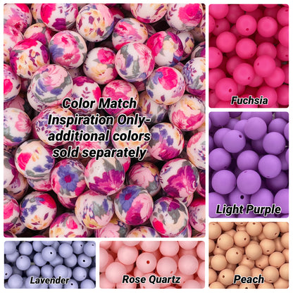Floral Garden Printed 15mm Bead