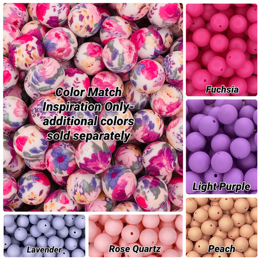 Perle de 15 mm imprimée jardin floral