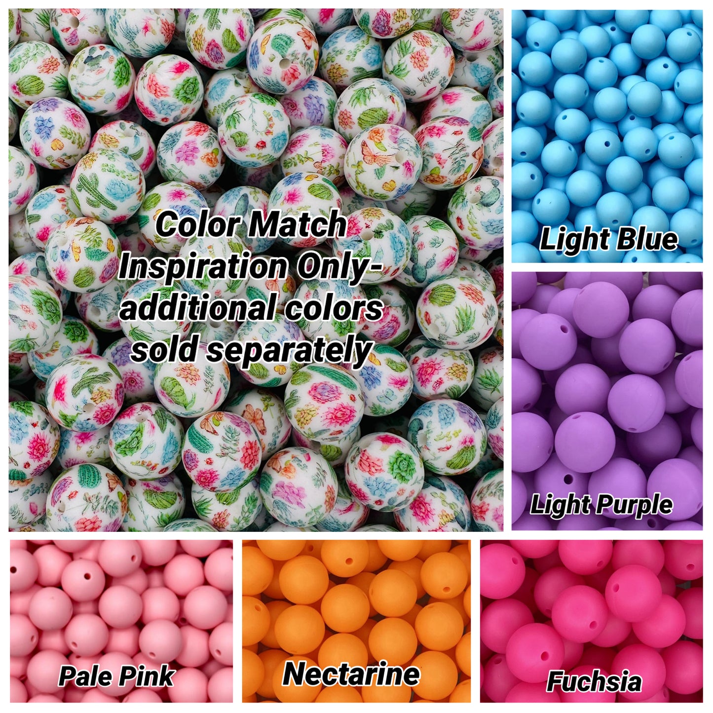 Perle de 15 mm imprimée succulente personnalisée 