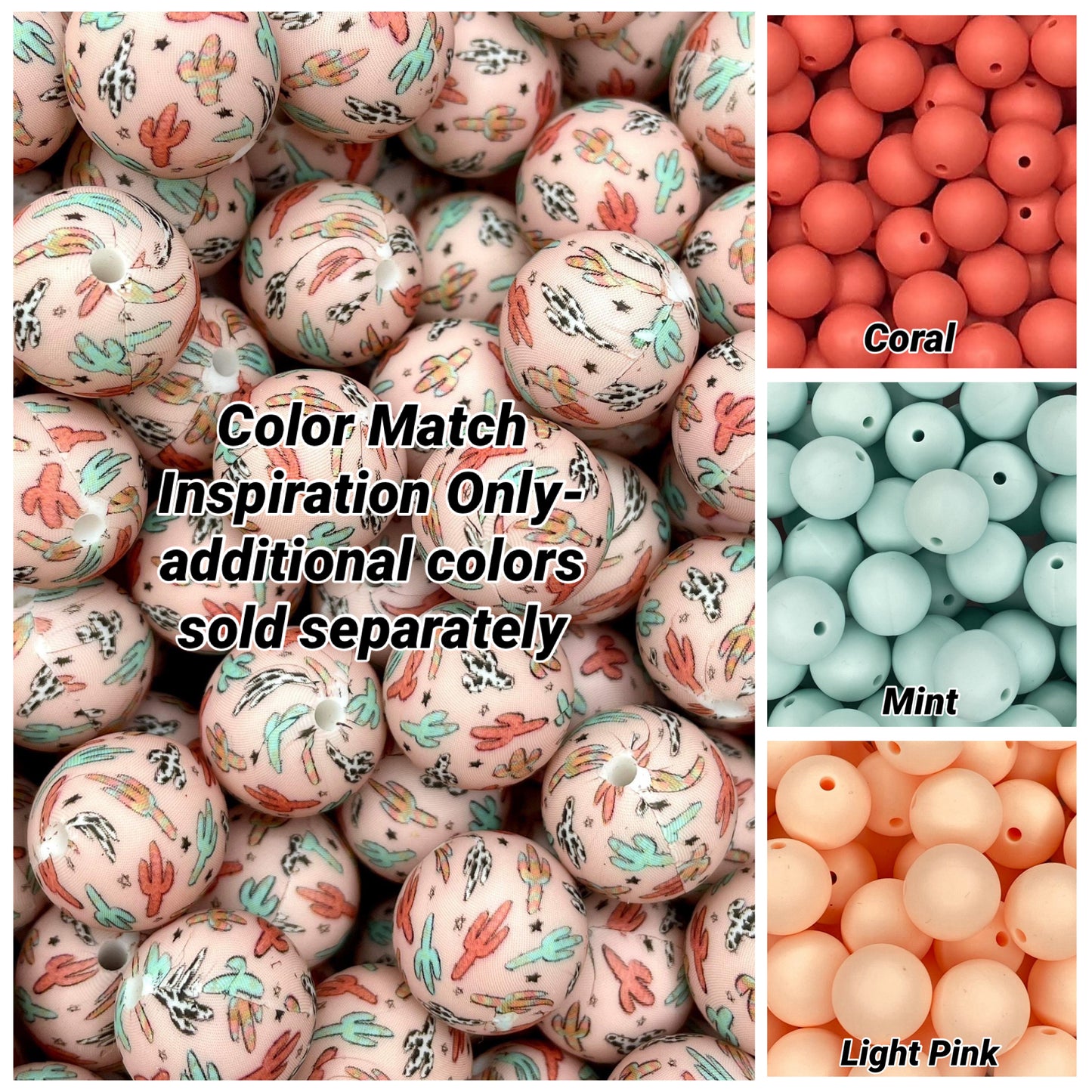Prickled Pink Printed 15mm Bead