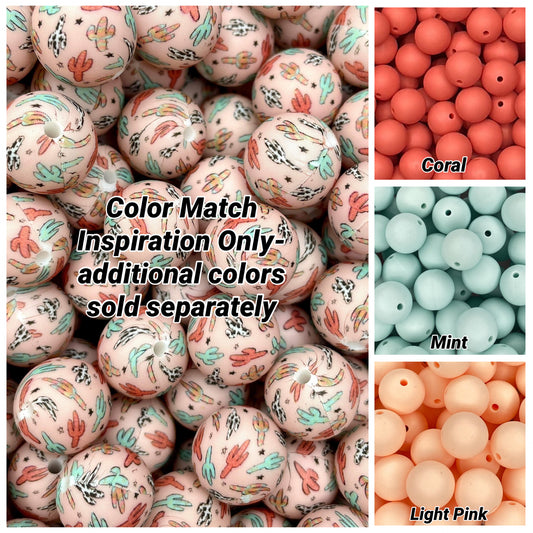 Prickled Pink Printed 15mm Bead