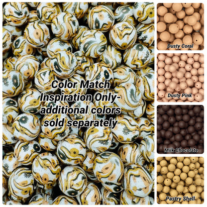 Autumn Groove Printed 15mm Bead