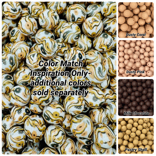 Autumn Groove Printed 15mm Bead