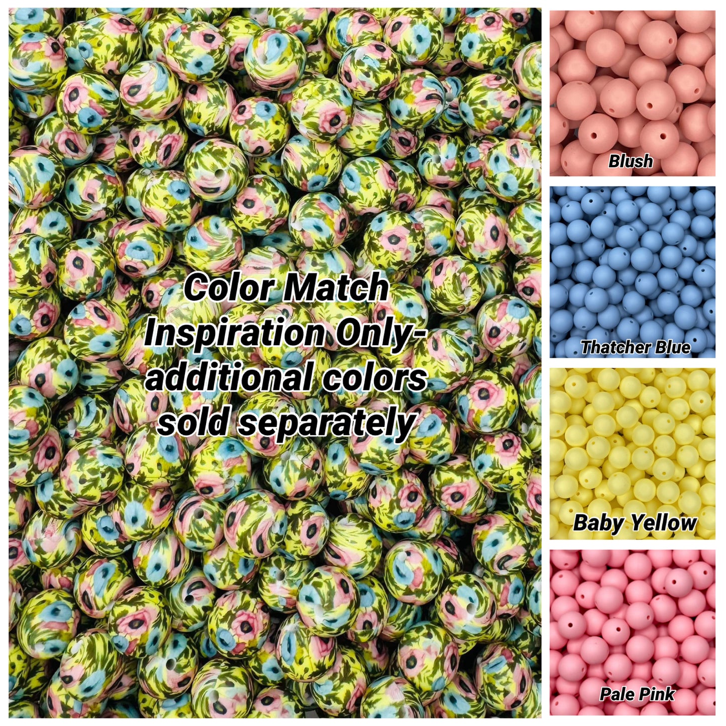 Blush and BLUEm Printed 15mm Bead