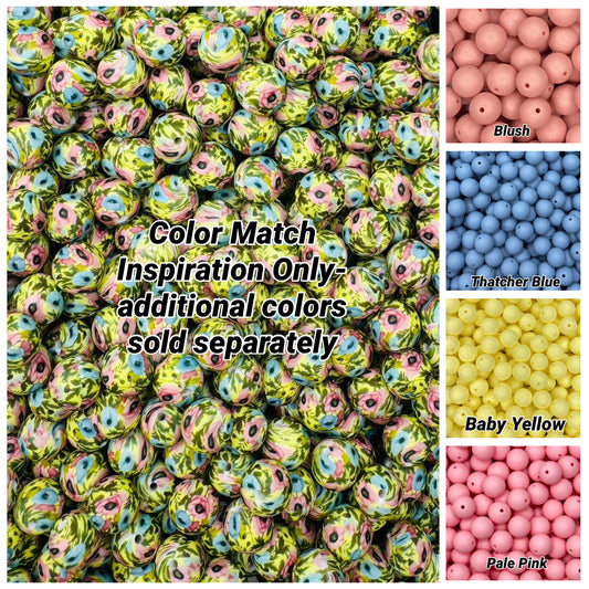 Blush and BLUEm Printed 15mm Bead