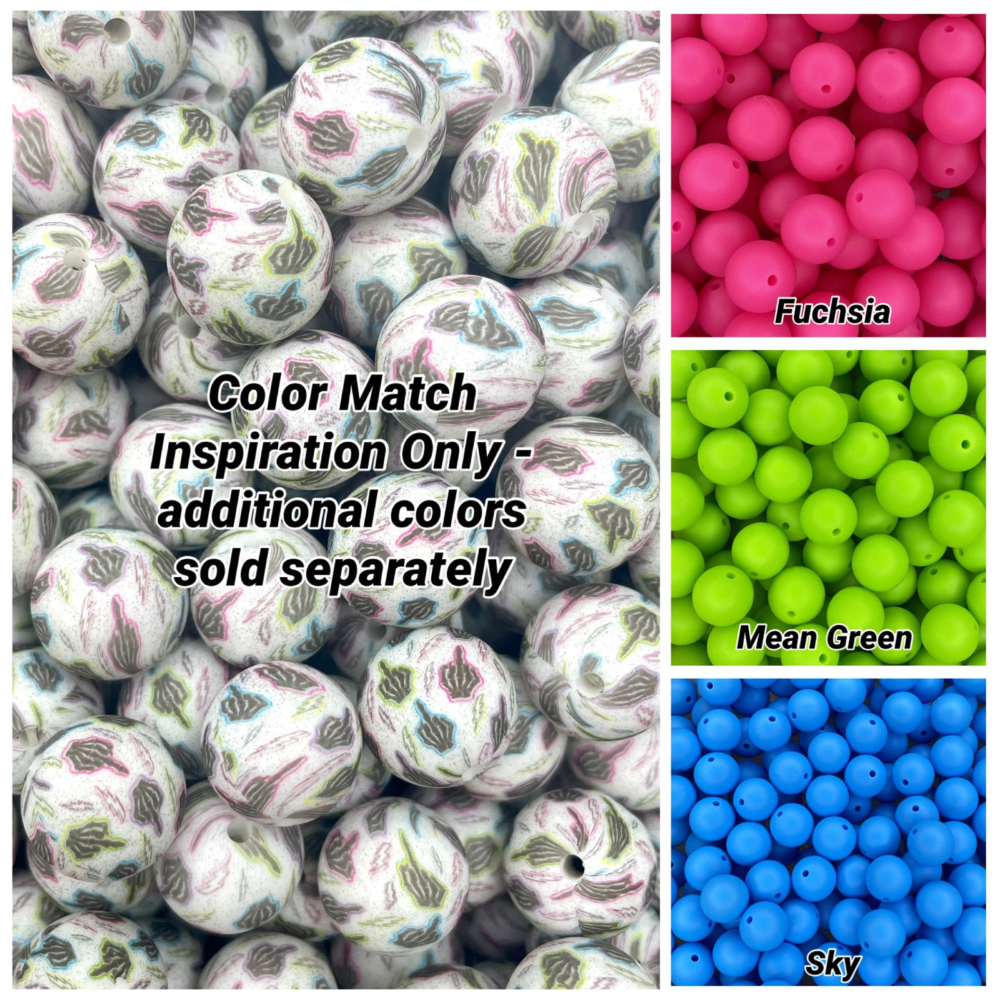 Création CTS : Perle de 15 mm imprimée Jersey Salute 
