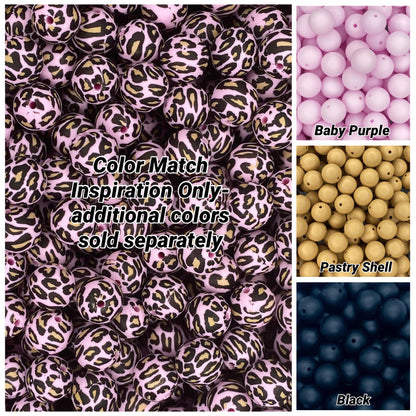Bubblegum Leopard Printed 15mm Bead