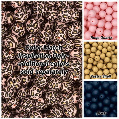 Baby Pink Leopard Printed 15mm Bead