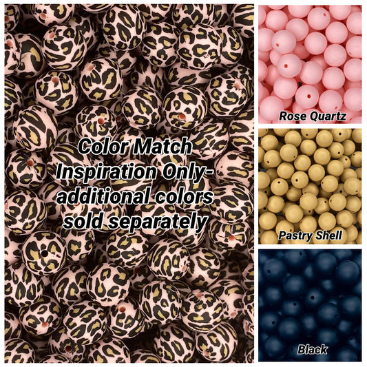 Baby Pink Leopard Printed 15mm Bead