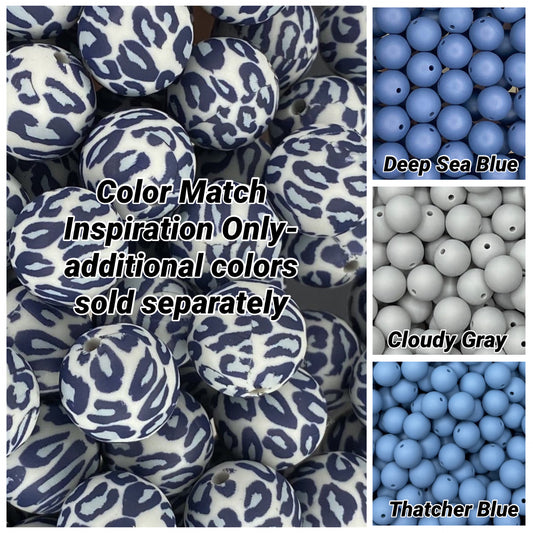 Grey Leopard Printed 15mm Bead