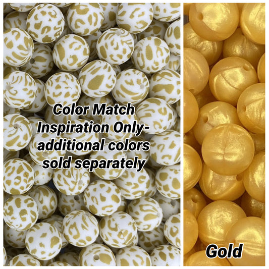 Gold Leopard Printed 15mm Bead