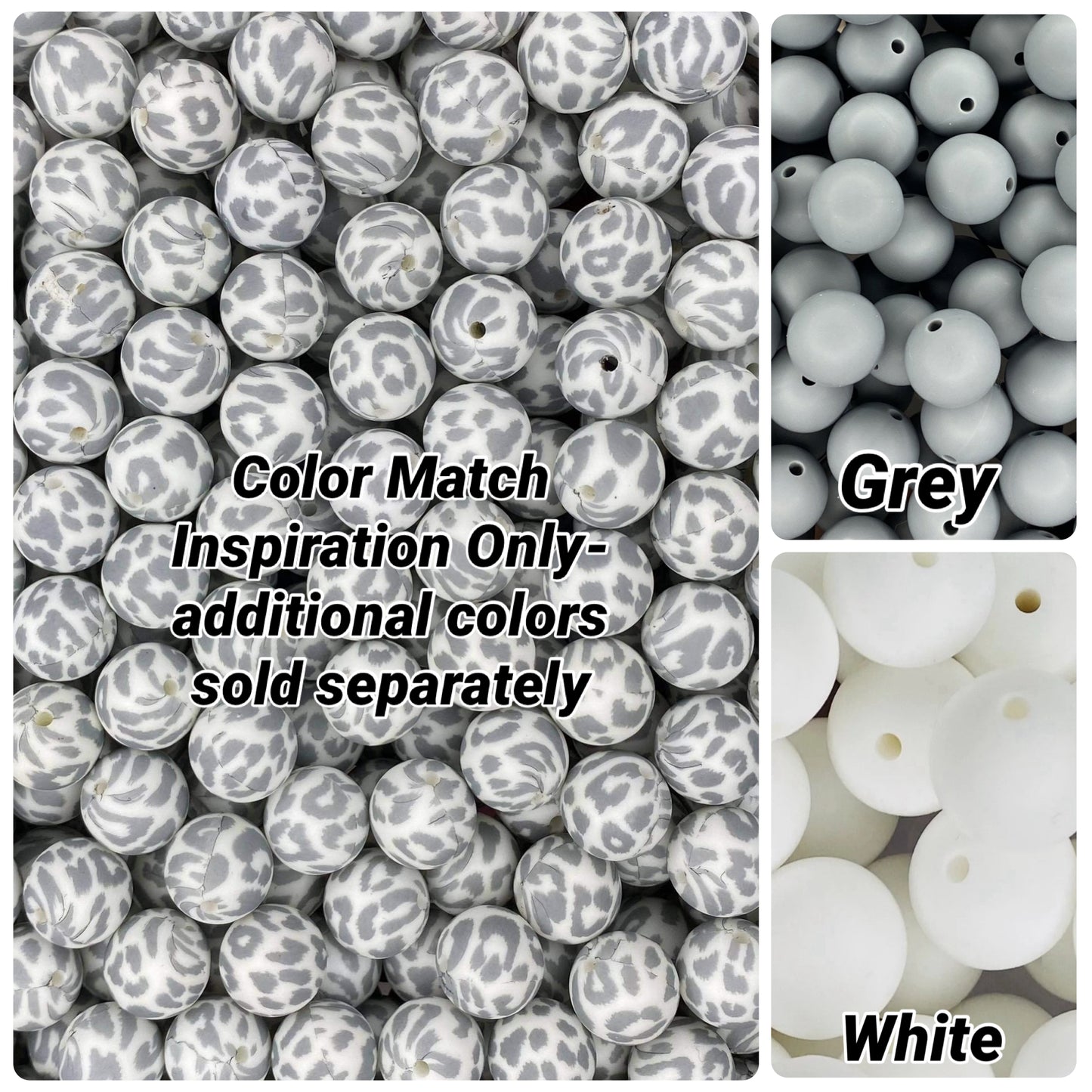 Perle de 15 mm imprimée léopard des neiges