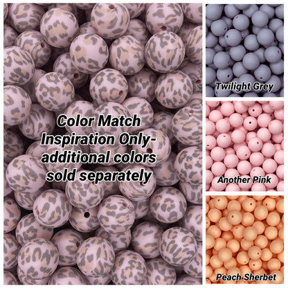 Perle de 15 mm imprimée léopard rose pêche 
