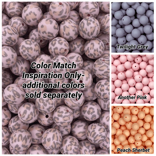 Peachy Pink Leopard Printed 15mm Bead