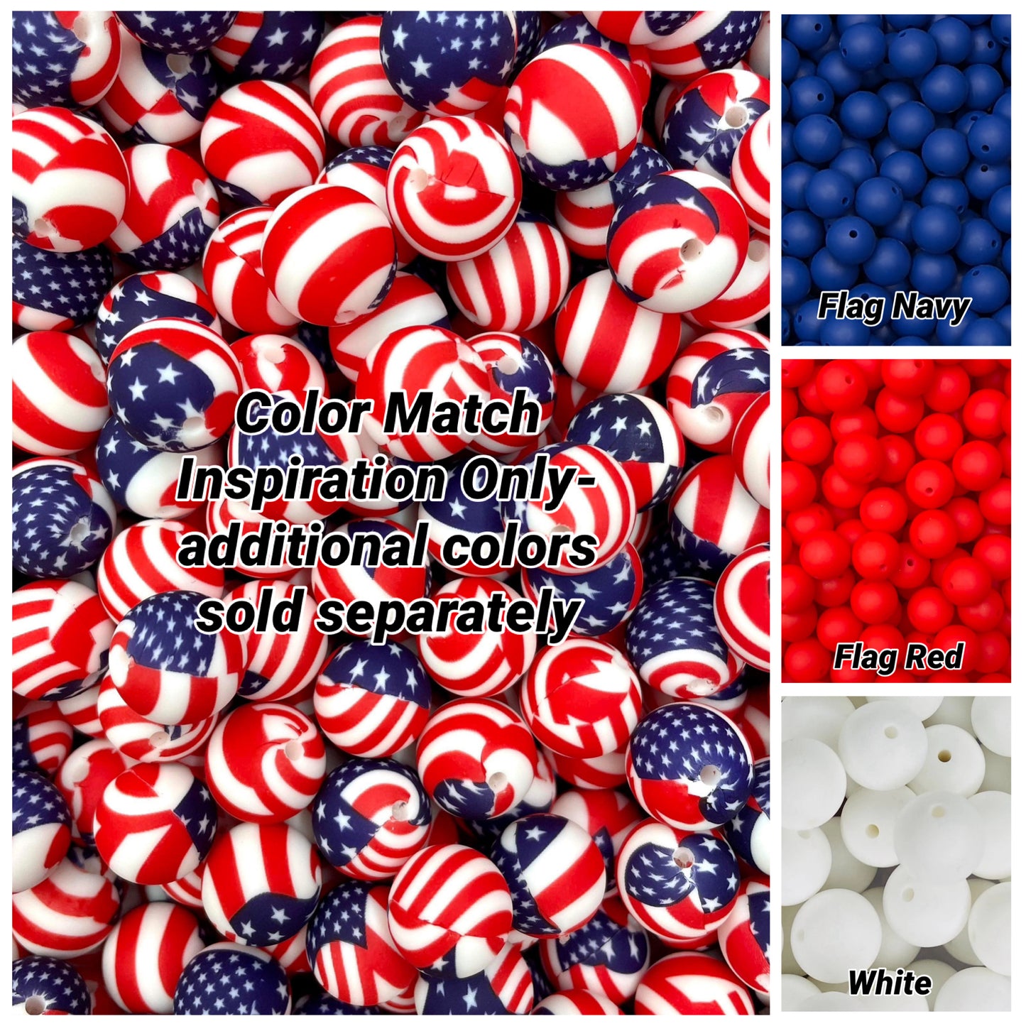 Perle de 15 mm imprimée drapeau américain