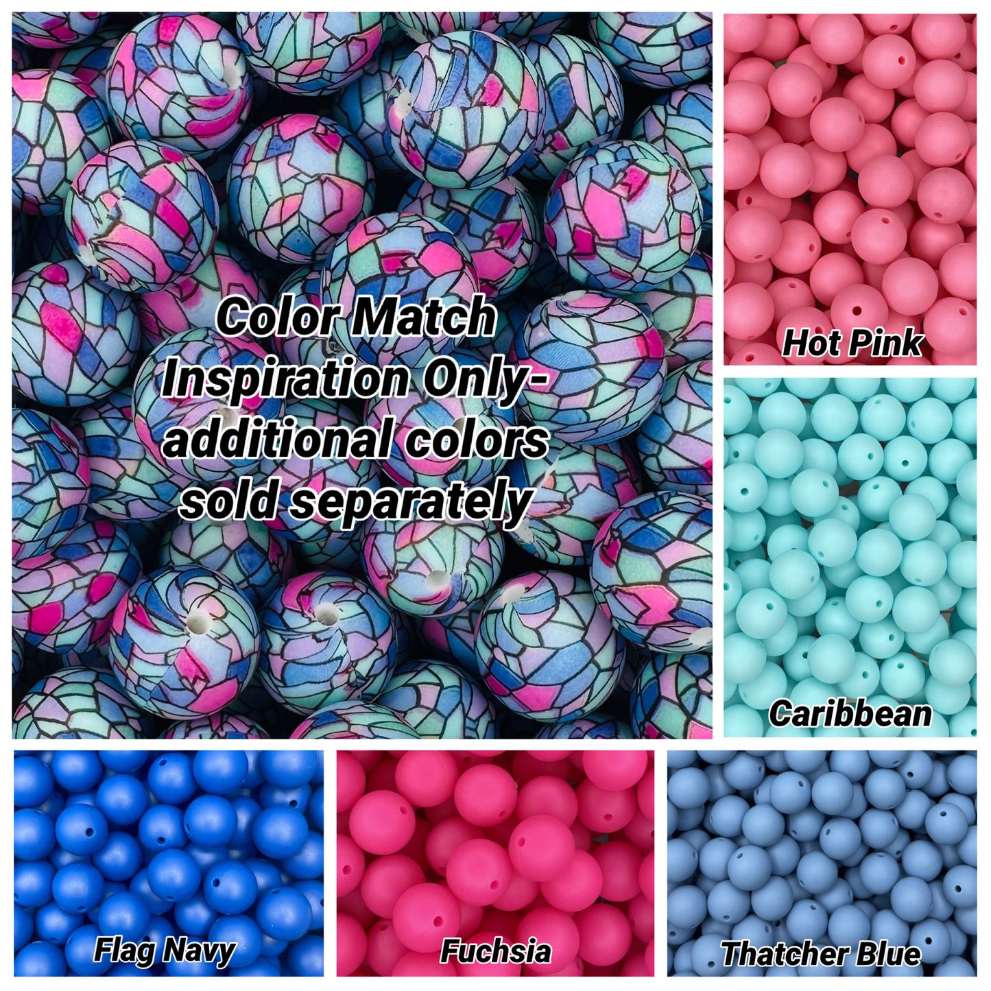 Stained Glass Printed 15mm Bead