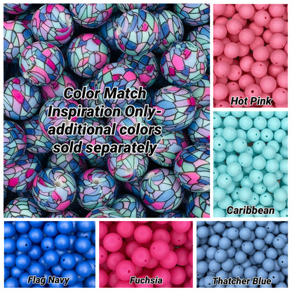 Stained Glass Printed 15mm Bead