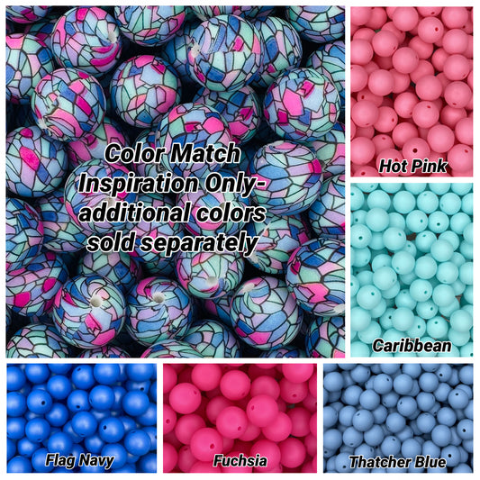 Stained Glass Printed 15mm Bead