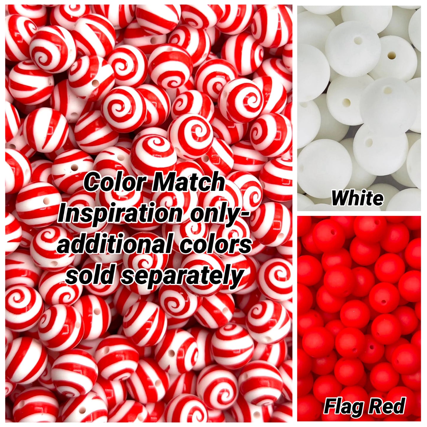 Red We're All Mad Here Printed 15mm Bead