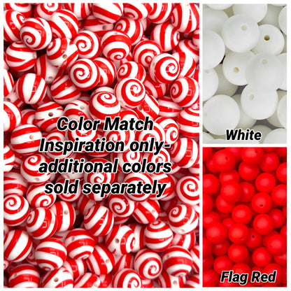 Red We're All Mad Here Printed 15mm Bead