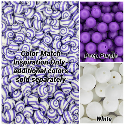 Purple We're All Mad Here Printed 15mm Bead