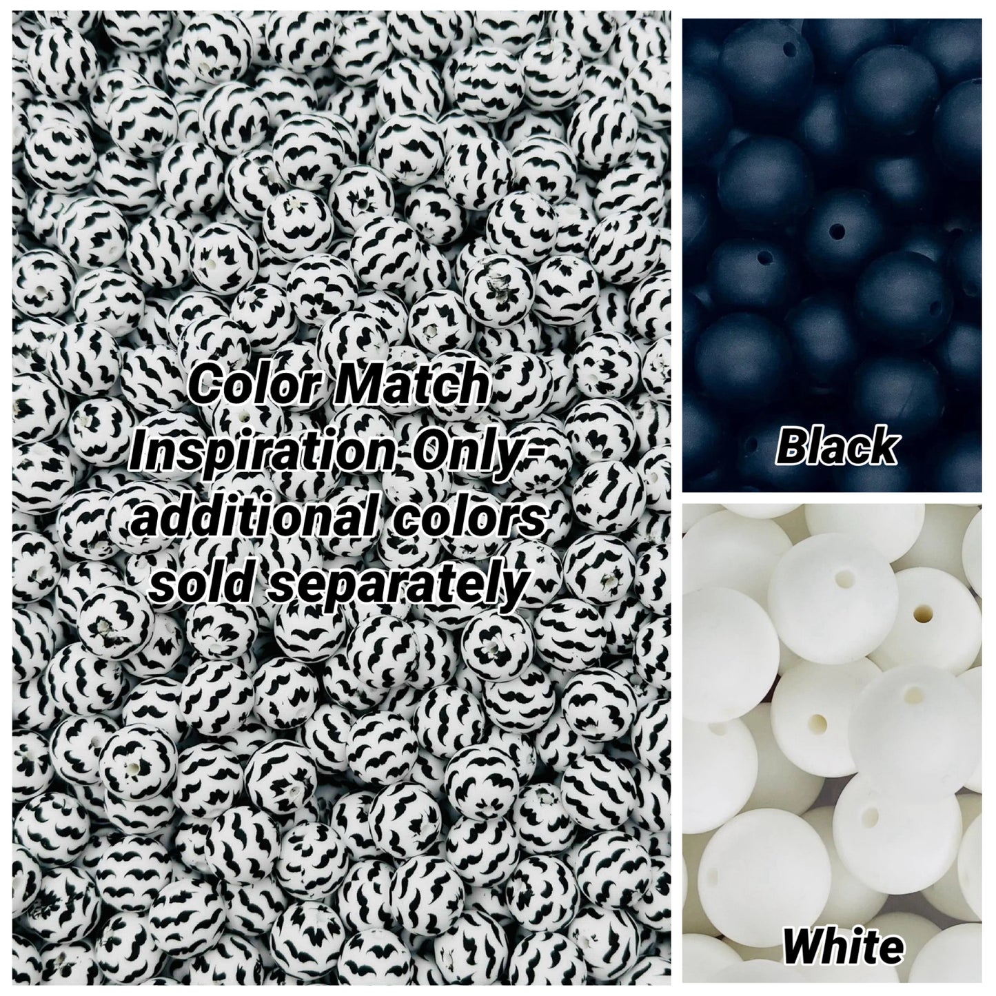 Mustache Printed 15mm Bead