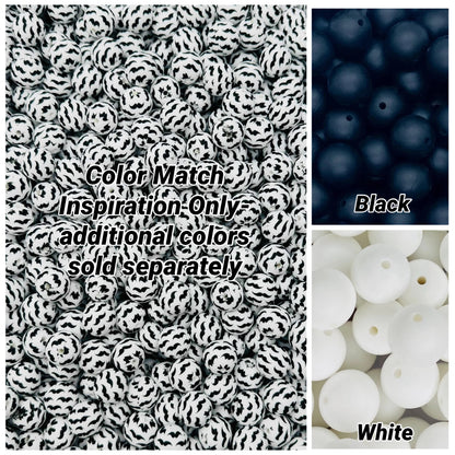 Mustache Printed 15mm Bead