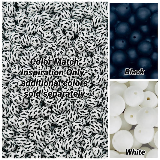 Mustache Printed 15mm Bead