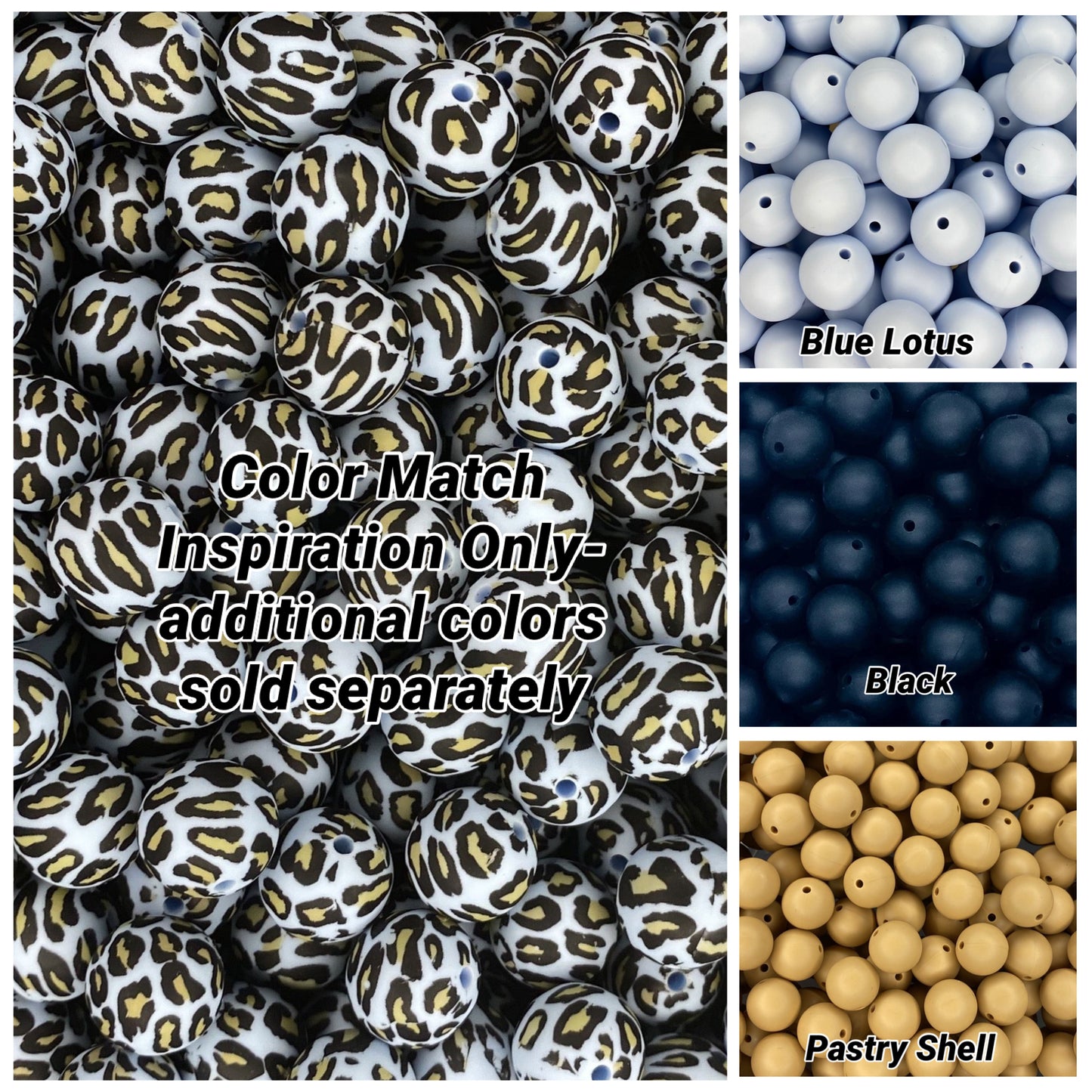 Baby Blue Leopard Printed 15mm Bead