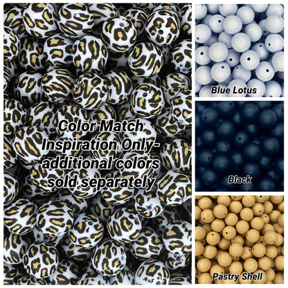 Baby Blue Leopard Printed 15mm Bead