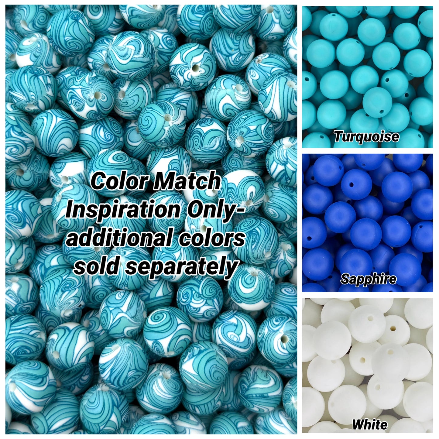 Blue Tide Printed 15mm Bead
