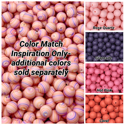 Tropical Sunset Stripes Printed 15mm Bead
