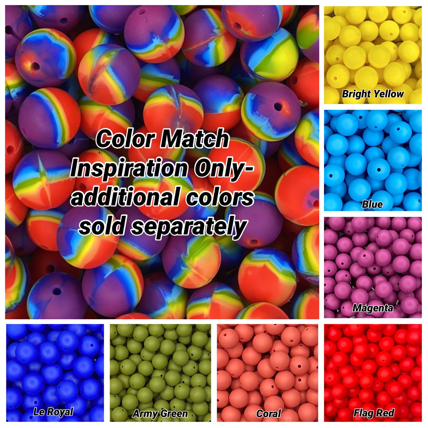 Primary Rainbow Swirl 15mm Bead